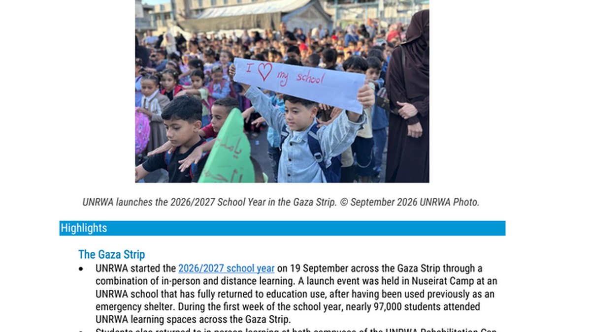 UNRWA: Xaaladda Qarsoodiga ah ee Gaza iyo Baraha Waxbarashada iyo Caafimaadka oo sii xumaanaya