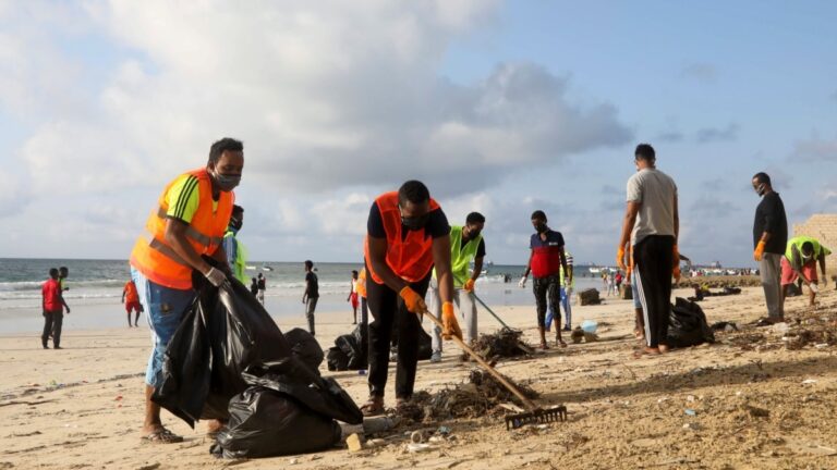 Dhallinyaro abaal-marin ku helay nadiifinta xeebaha Muqdisho