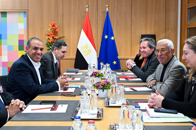 Egyptian FM discusses challenges with President of European Council