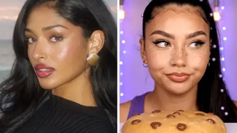 Kaaviya Sambasivam/Simone Mckenzie/Google Veo 3 A composite image of the two women close-up